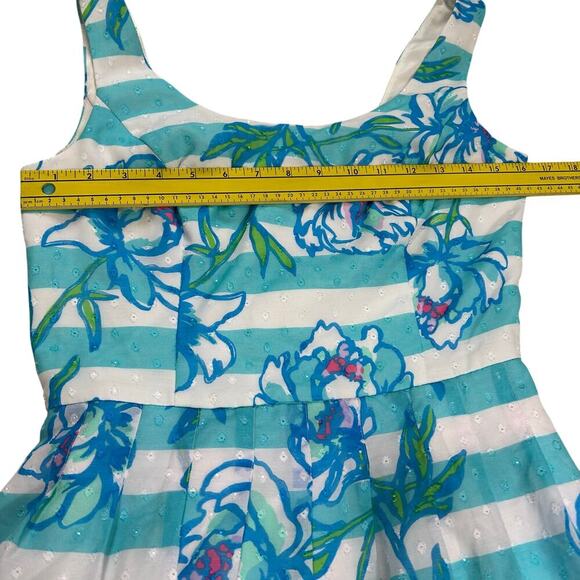 Lilly Pulitzer Tossing The Line Posey Fit Blue Stripe Floral Dress Size 4 - Picture 6 of 7